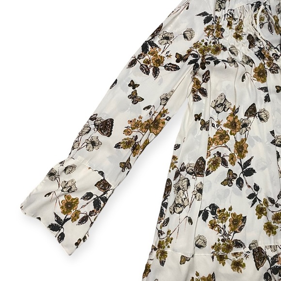 Free People Pebble Crepe So Fine Smocked Tunic Top in Ivory Combo - Size M - Picture 7 of 13